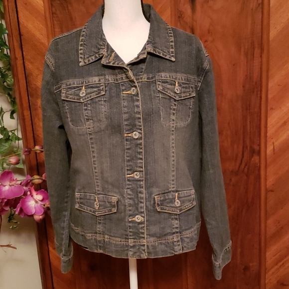 Chicos Jackets & Blazers - CHICOS PLATINUM DENIM JACKET SZ 2(12-14)
